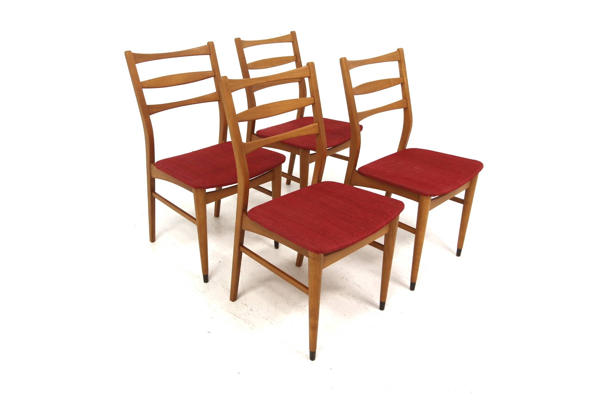 Set of 4 Scandinavian beech chairs, Sweden, 1960