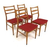 Set of 4 Scandinavian beech chairs, Sweden, 1960
