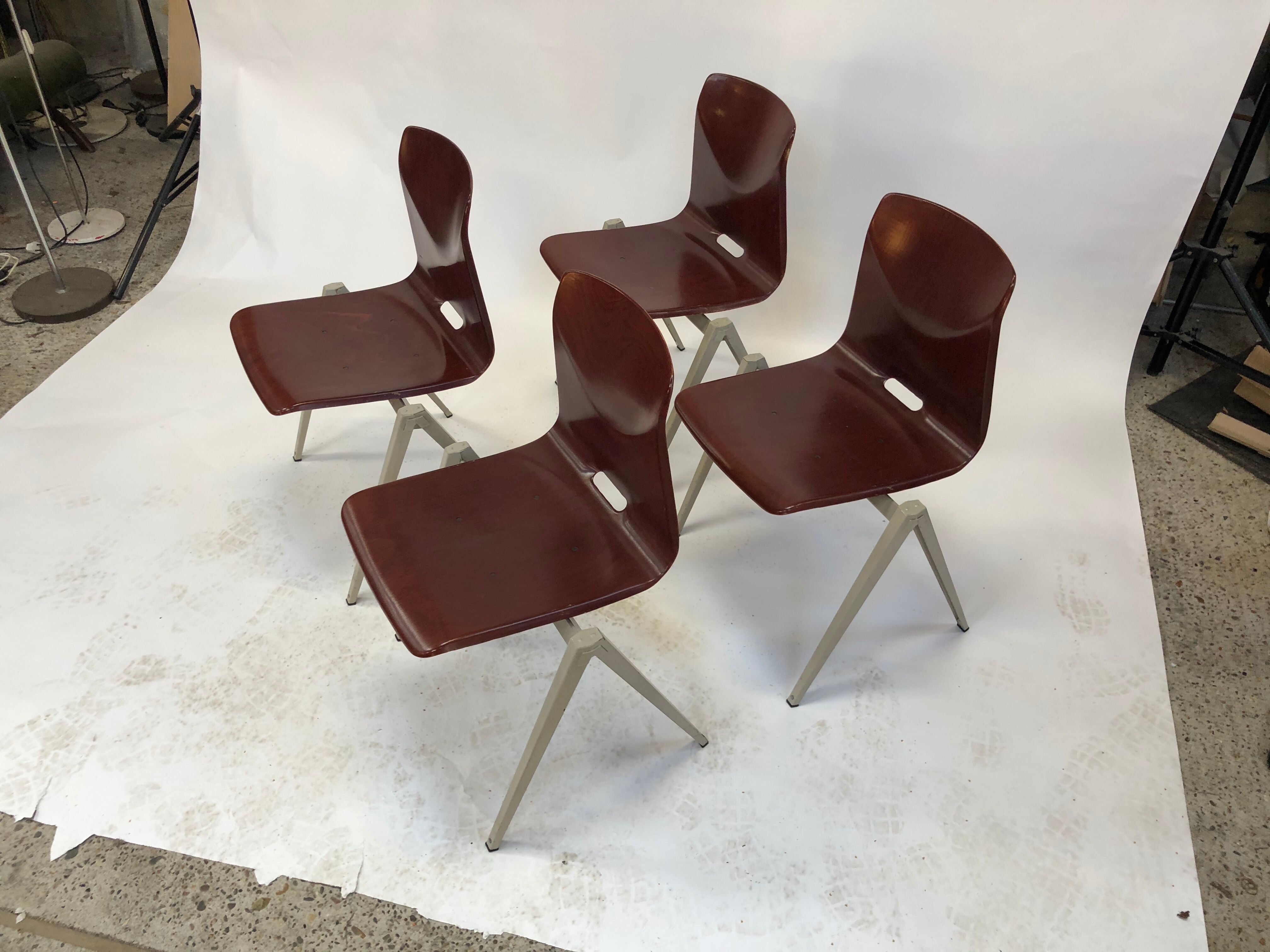 Lot of 4 vintage chairs Galvanitas S22 in the Netherlands