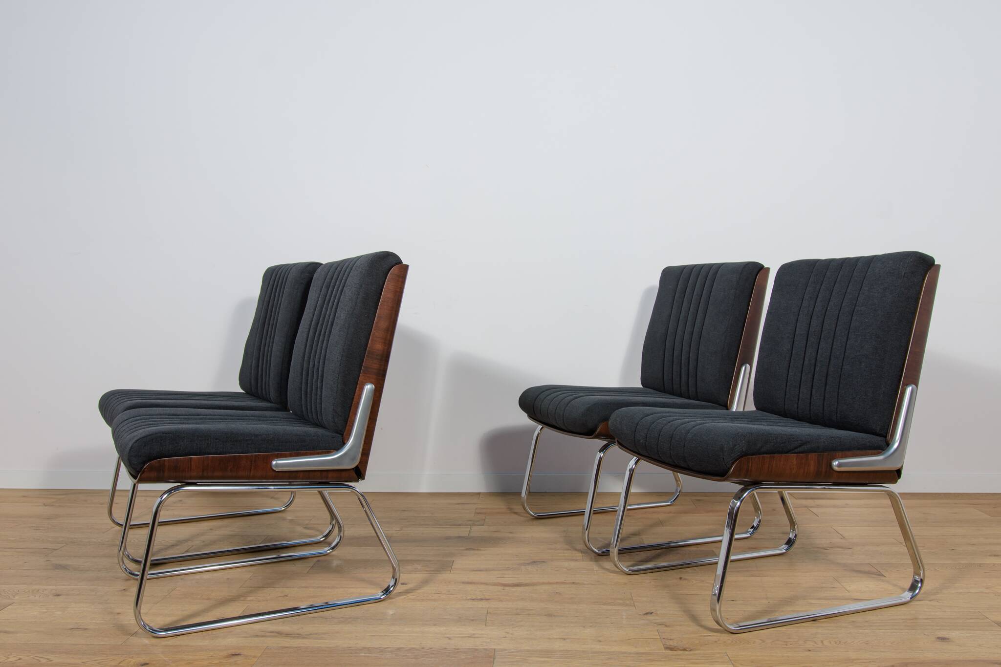 Chrome & Rosewood armchairs, Gordon Russell, United Knigdom, 1970s.