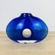 Vase lentille verre soufflé bleu