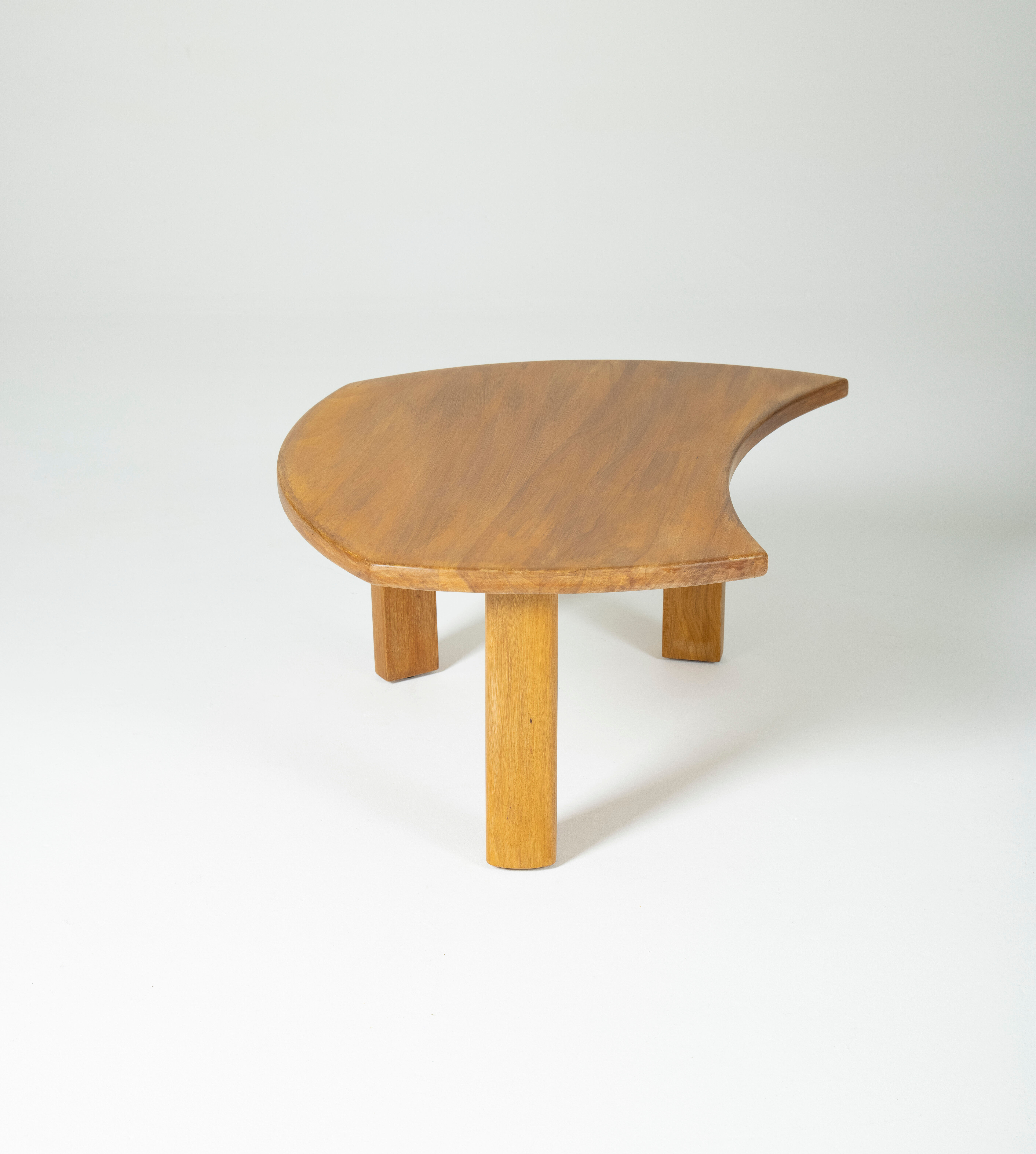 Table basse en orme massif, 1970s