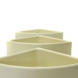 Elco white plaster corner flower pots, 1970s, set of 3.