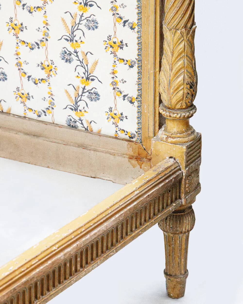 19th century Louis XVI style carved and painted daybed bed frame