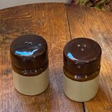 Salière et poivrier en grès vernissé, années 70