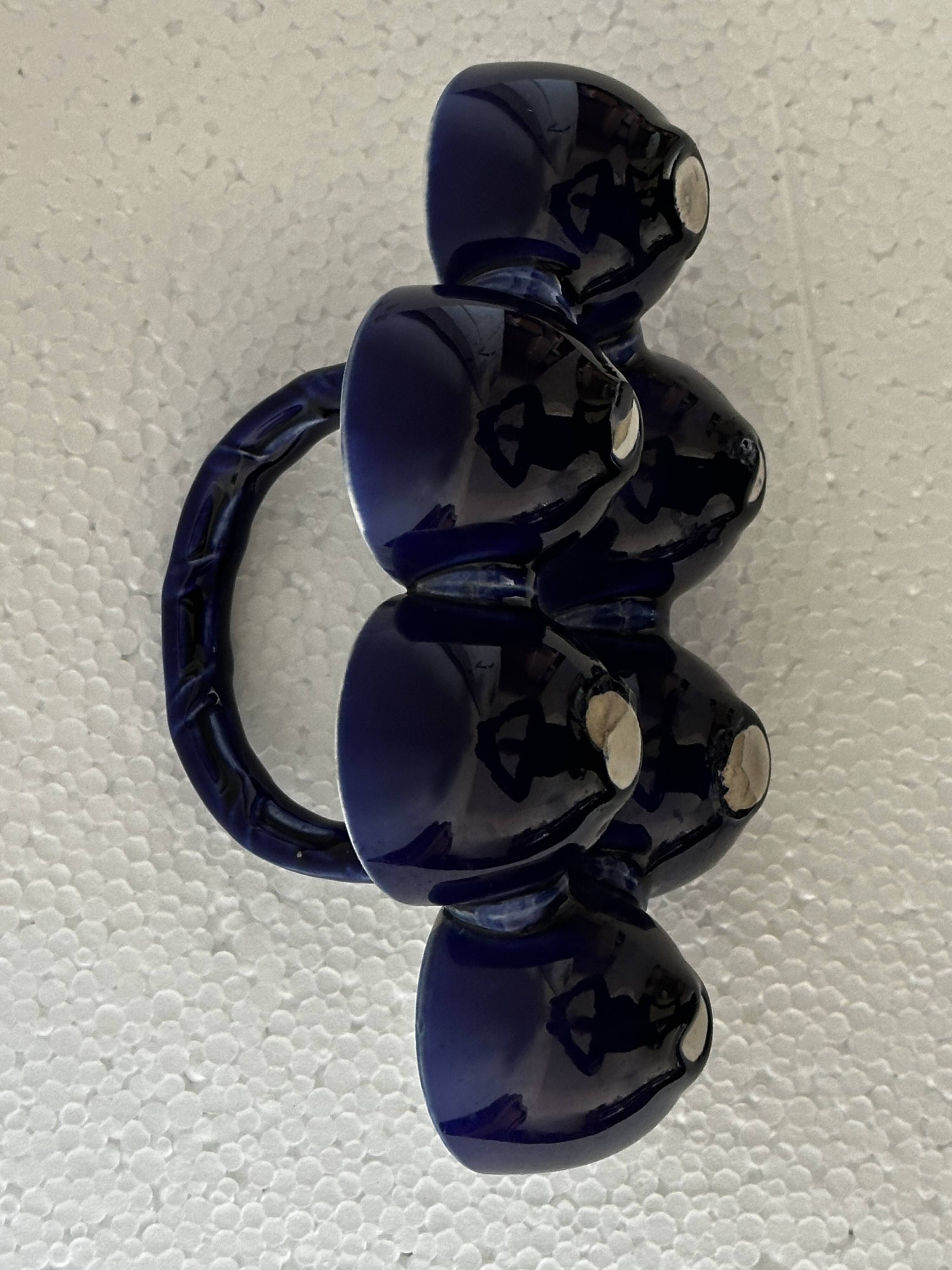 Cobalt Blue Egg Cup Service in earthenware by Georges Dreyfus workshop circa 1900