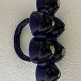 Cobalt blue earthenware egg cup service from the Georges Dreyfus workshop circa 1900