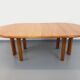 Table à manger ronde vintage Seltz des années 70 80 en orme blond massif