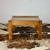 Coffee table in wood and smoked glass