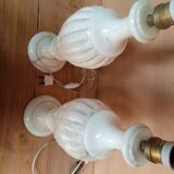 Pair of alabaster balluster lamps, 1970s
