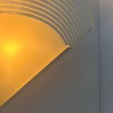 Pair of vintage wall lights, white lacquered metal and sandblasted glass, France 1970