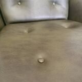 Vintage Dark Green Leather Lounge Armchair: 1970s Scandinavian Style