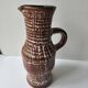 Large brown glazed ceramic pitcher signed accolay - height 31cm