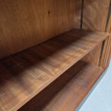 Meuble rideau rangement chêne 1960