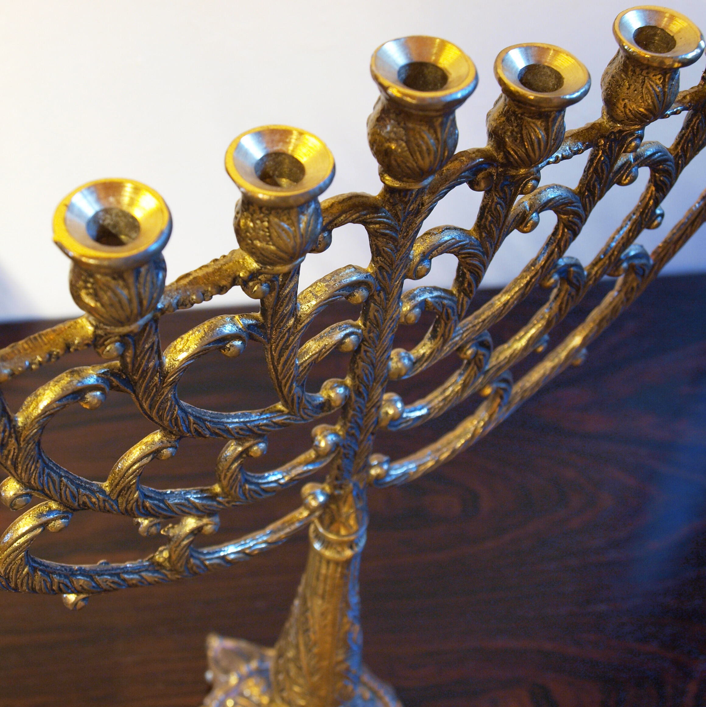 Menorah Hanukkah Brass Chandelier by Tamar