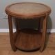 Pedestal table or art deco coffee table in walnut and glass top