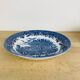 6 Churchill English ironstone soup plates, blue