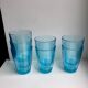Lot de 7 verres à eau made in france en verre bleu années 70