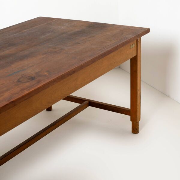 Grande table de travail / industrielle / de ferme, bois patiné, Tchécoslovaquie