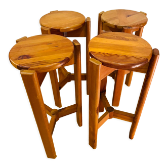 Series of 4 brutalist pitchpin tripod stools
