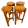 Series of 4 brutalist pitchpin tripod stools