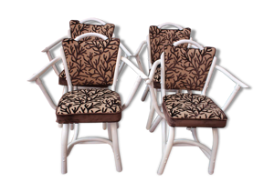4 fauteuils en rotin blanc