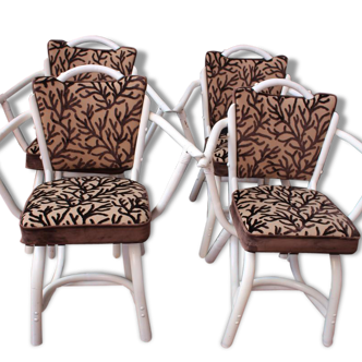 4 fauteuils en rotin blanc