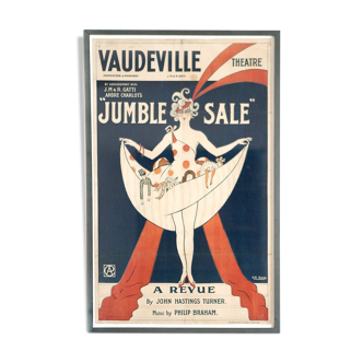 Affiche originale, encadrée, vintage, art mural, affiche du Vaudeville Theatre de Londres pour le spectacle "Jumble Sale"