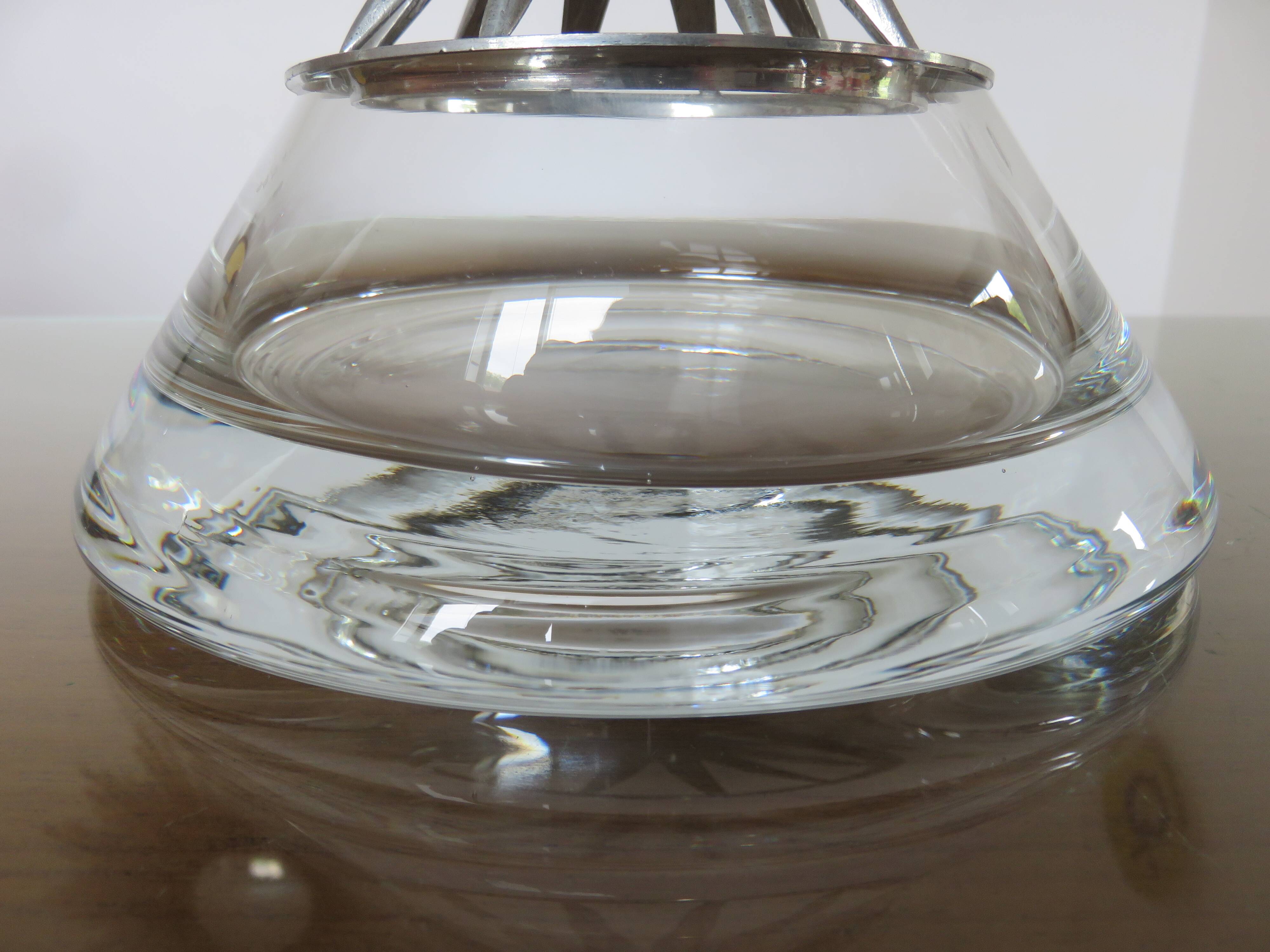 Designer crystal and pewter flower vase by Jean Goardere, 1970s