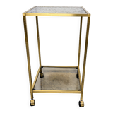 Vintage rolling table in brass and smoked glass