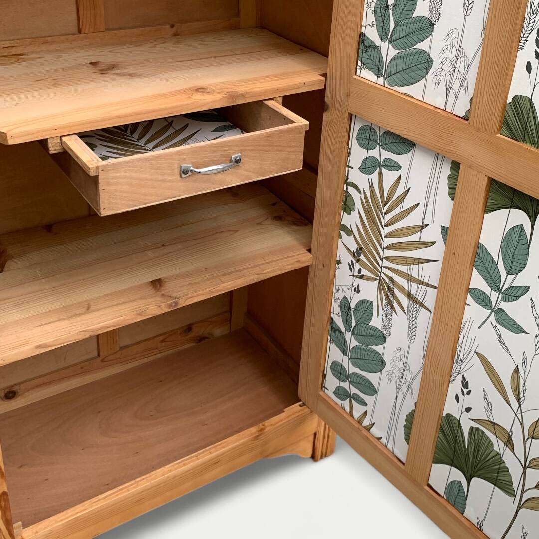 Parisian bonnet wardrobe, raw wood, 1950s