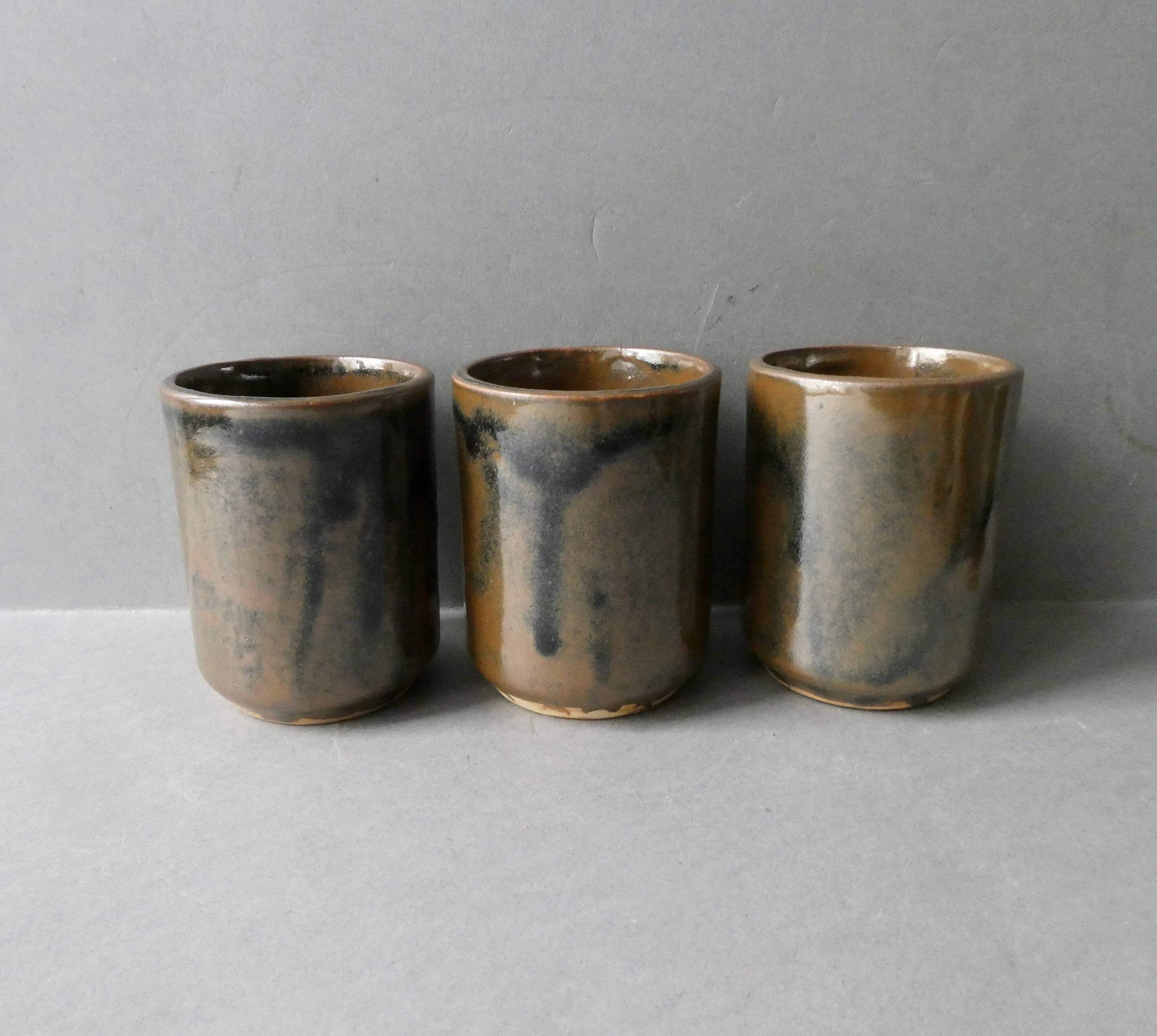 6 enamelled stoneware tumbler glasses