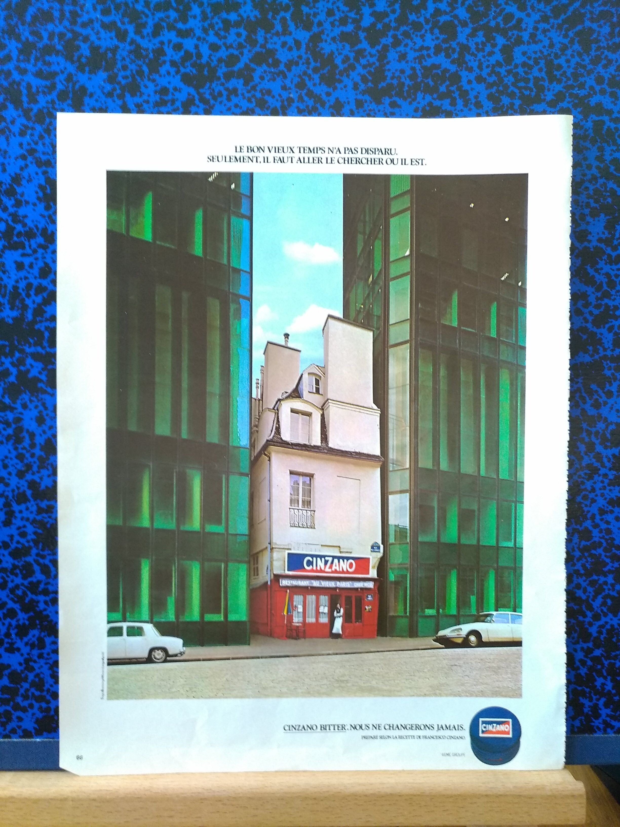 A paper advertisement Cinzano Bitter issue period magazine restaurant "in old paris at Nico!