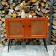Vintage wooden and cane console