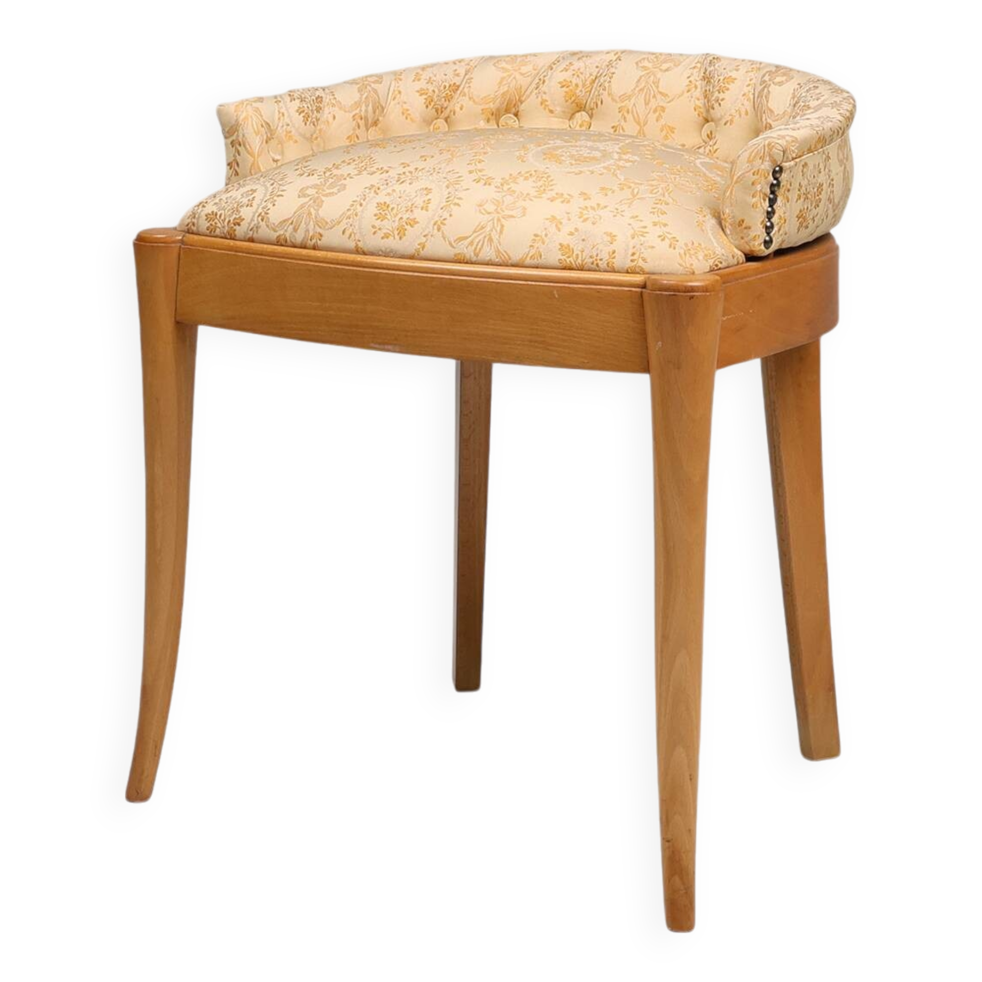 French 1940s Art Nouveau side chair in beech wood with low back