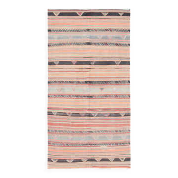 Tapis Kilim vintage à rayures colorées 5x10, 145x288 cm