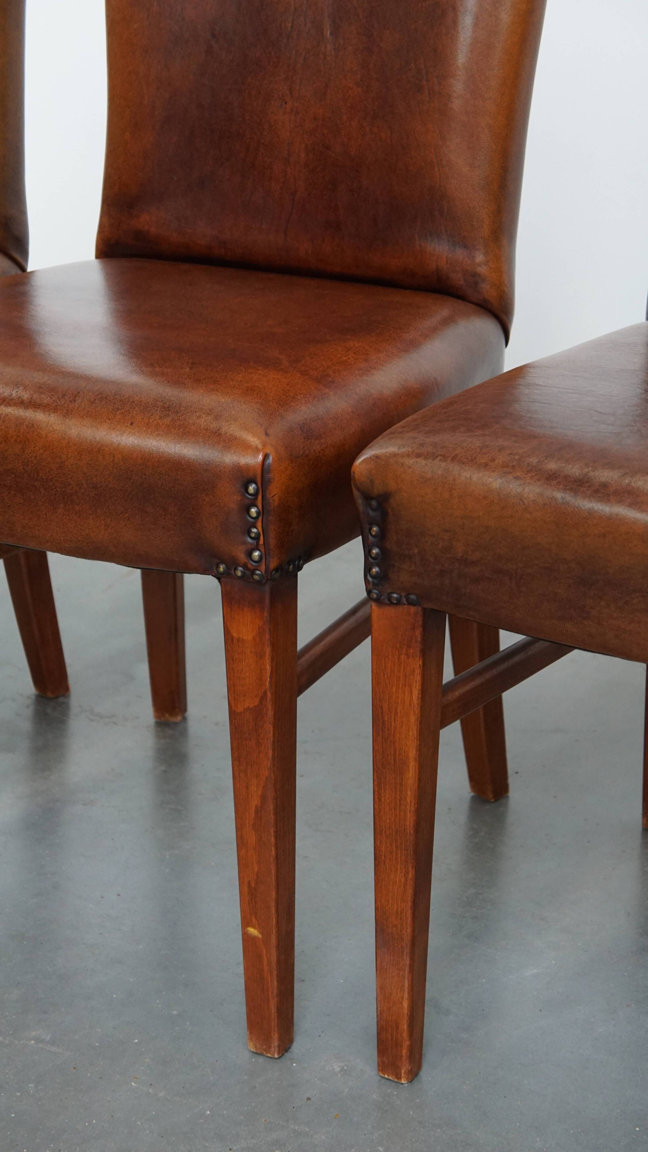 Set of 4 Sheepskin Leather Dining Chairs