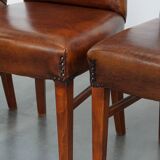 Set of 4 Sheepskin Leather Dining Chairs