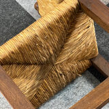 4 brutalist chairs in straw and wood