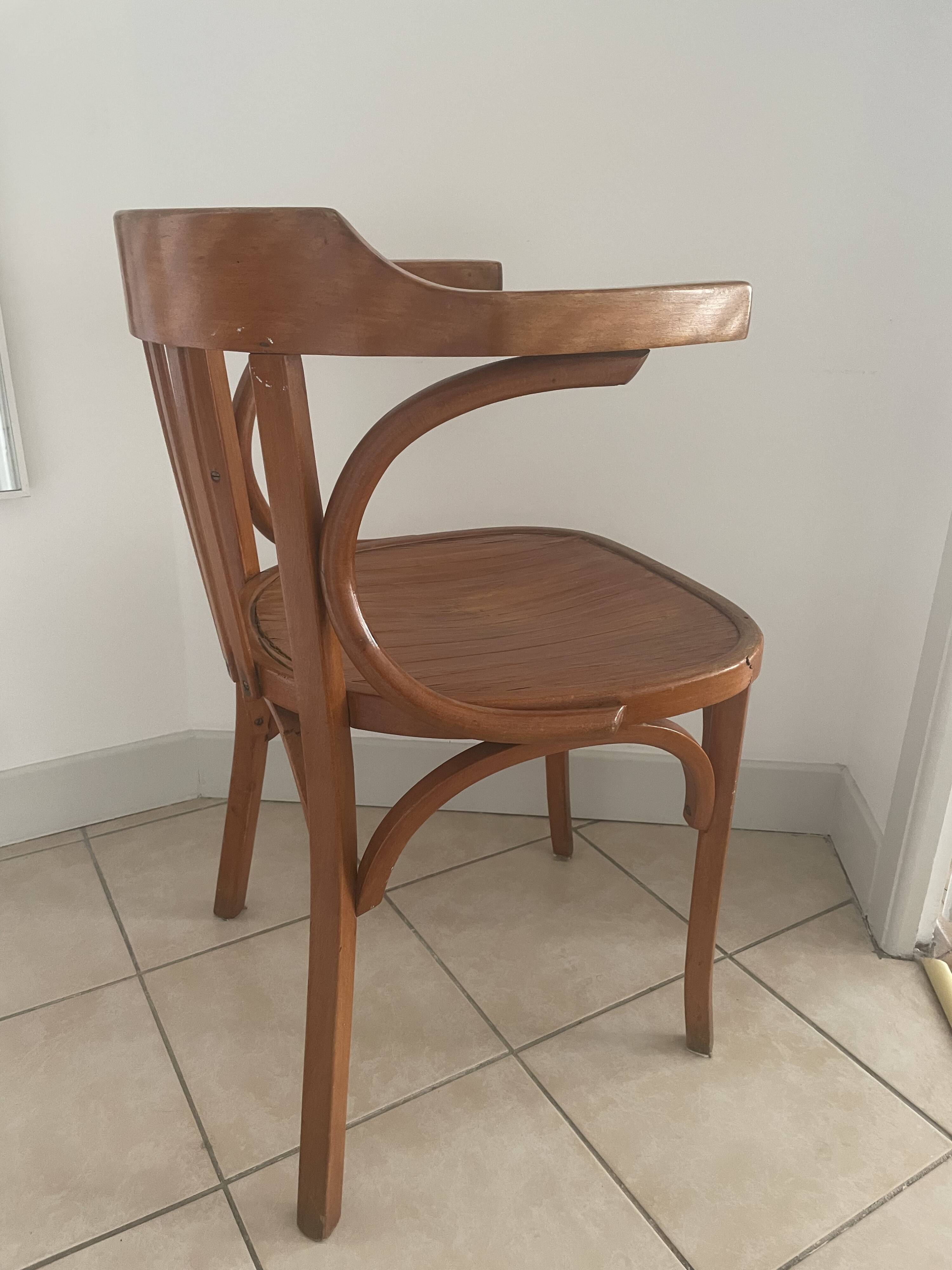 Antique armchair baumann wood vintage arched backrest