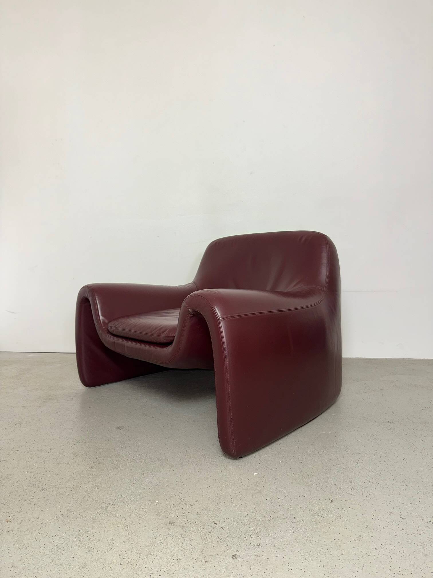 Sculptural Leather Lounge Chair by Cinova, Italy 1970s