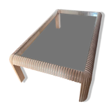 Table basse bois et verre 1970