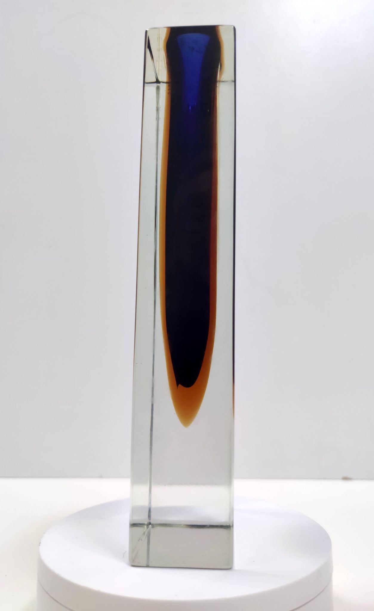 Blue and Yellow Sommerso Murano Glass Vase attr. to Flavio Poli, Italy