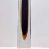 Vase Sommerso en verre de Murano bleu et jaune, attribué à Flavio Poli, Italie