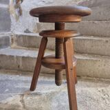Vintage French adjustable beech stool, 1950s