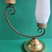 Lampe de table à poser grande double éclairage opaline vintage