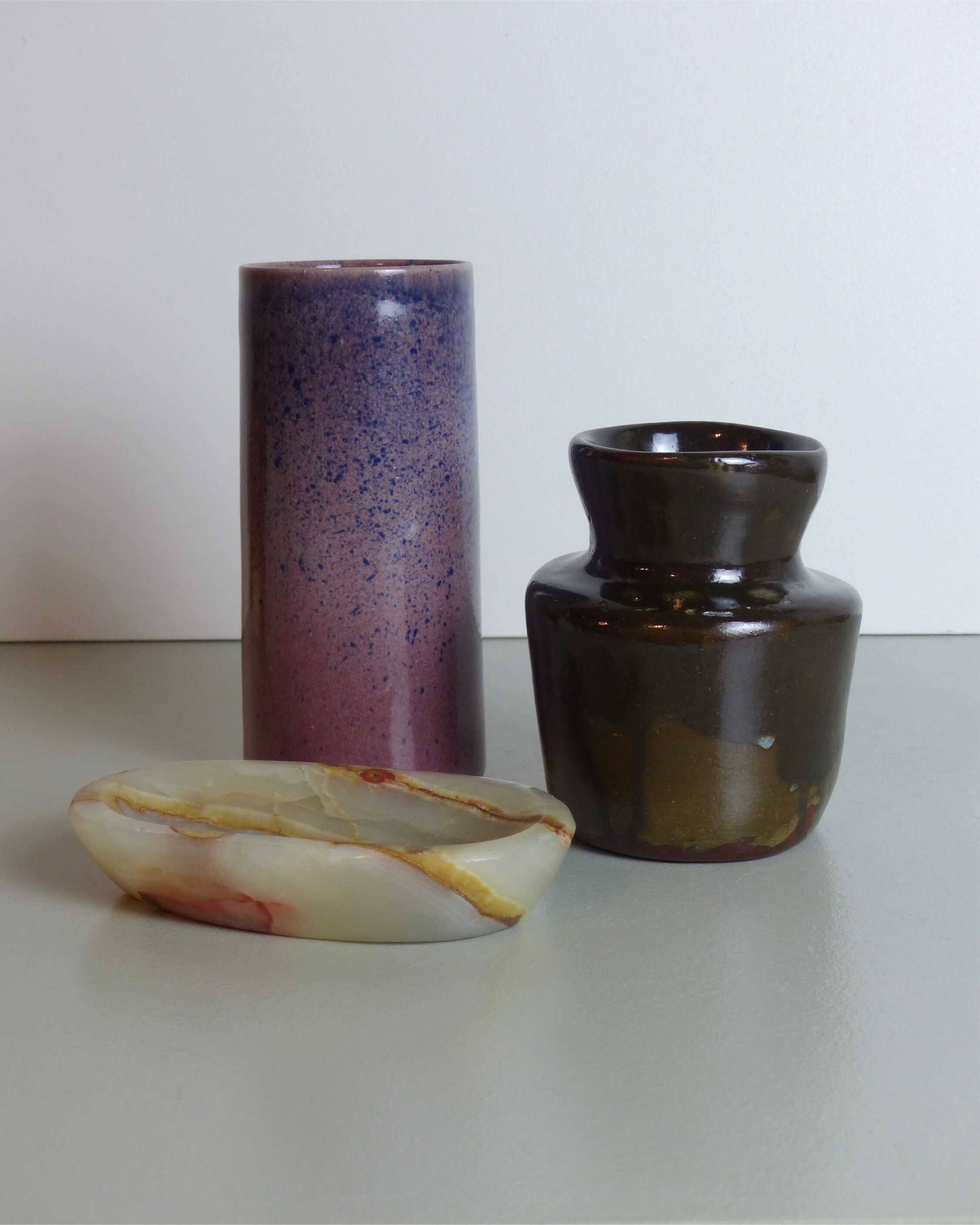 Vase roll pink and blue signed