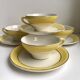 Lot de 4 tasses et sous-tasses jaune canari moulin des loups années 50