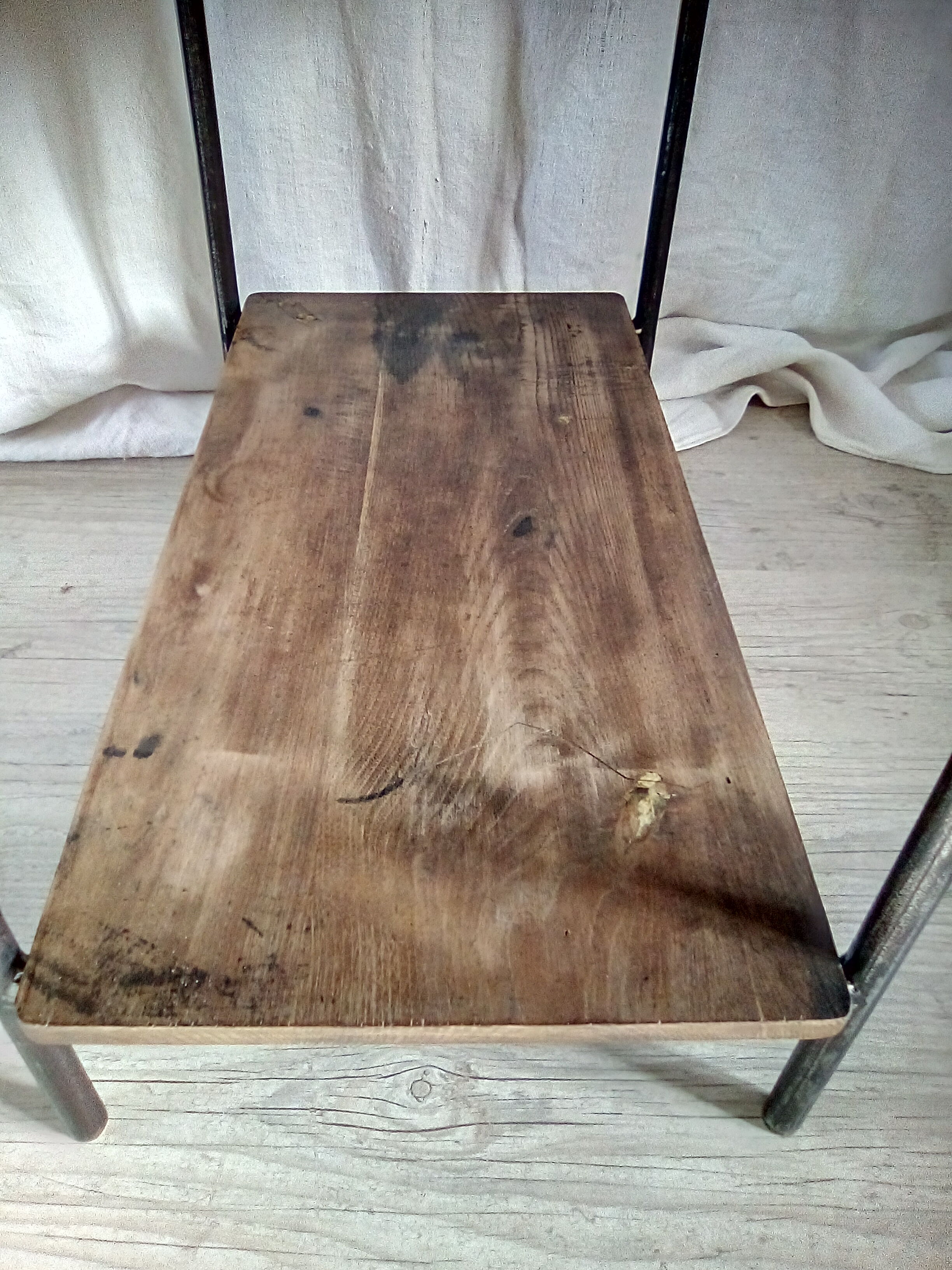 2-level industrial wood and metal side table