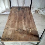 2-level industrial wood and metal side table